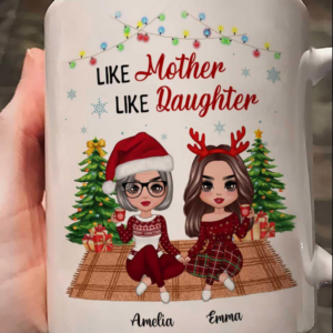 Like Mother Like Daughter Christmas Personalized Name Mugs