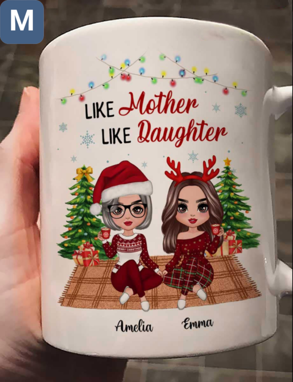 Like Mother Like Daughter Christmas Personalized Name Mugs