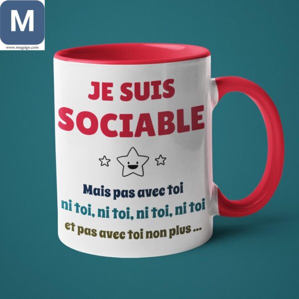 Je Suis Sociable Mais Pas Avec Toi Ni Toi Ni Toi Ni Toi Ni Toi Et Pas Avec Toi Non Plus Humorous French Mugs