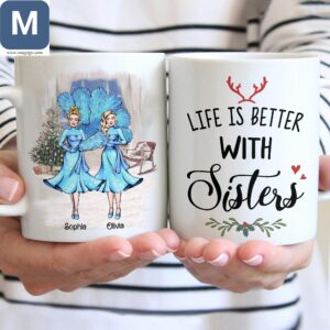 Life Is Better With Sisters Christmas Personalized Mugs