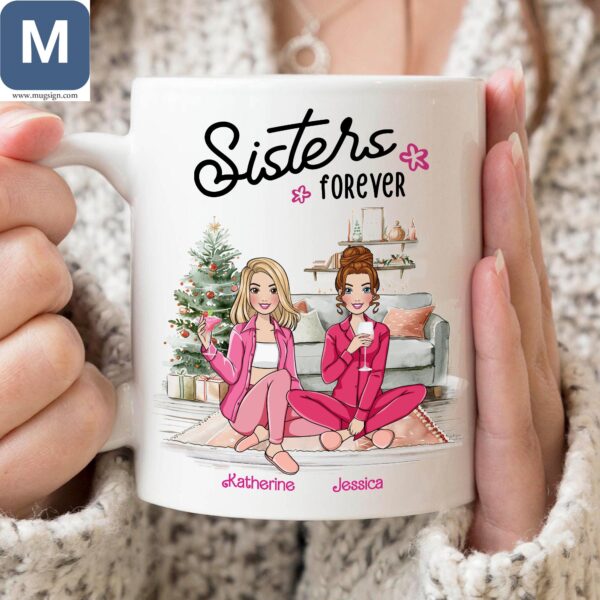 Sisters Forever Friends Personalized Name Mugs