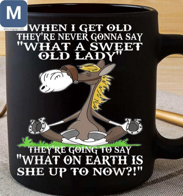 When I Get Old They're Never Gonna Say What A Sweet Old Lady They're Going To Say What On Earth Is She Up To Now Humorous Horse Mugs