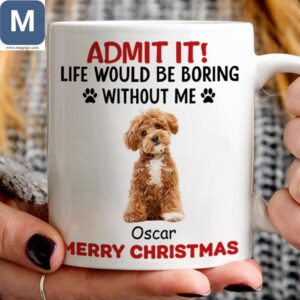 Personalized Dog Admit It Life Would Be Boring Without Me Merry Christmas Mugs