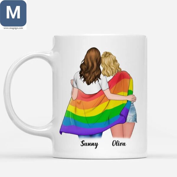 Personalized Pride Couple - Rainbow Flag Lgbtq Girlfriend Gift Mugs