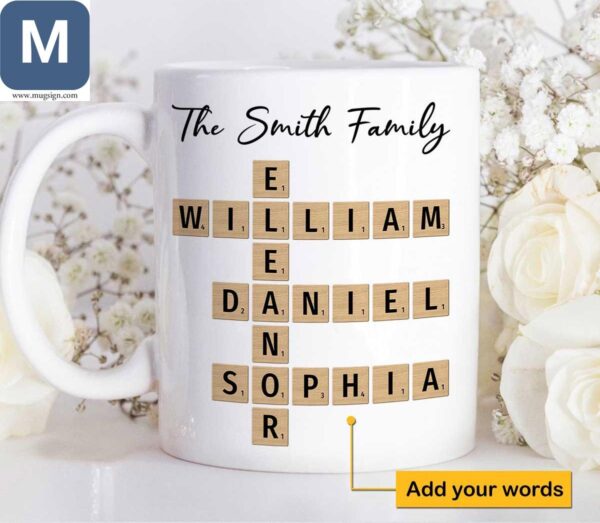 Personalized Scrabble Family - Custom Name Mugs