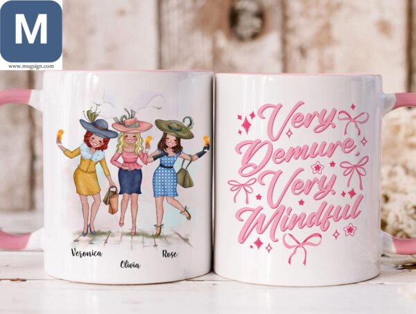 Very Demure Very Mindful Besties Friends Personalized Name Mugs