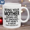 Being Your Mother Seems Like Gift Enough Funny Christmas for Mom Mother's Day Christmas Gift Mugs