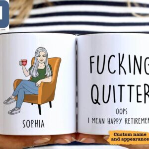 Fucking Quitter Oops I Mean Happy Retirement Funny Retirement Custom Retirement Personalized Coffee Gift Mugs