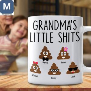 Grandma's Little Shits Personalized Family Coffee Funny Gift Mugs