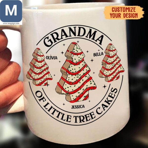 Grandma's Little Tree Cakes Christmas Personalized Custom Gift Mugs