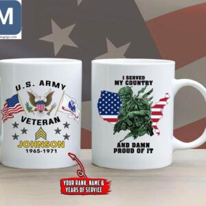 I Served My Country And Damn Proud Of It US Army Veteran Personalized Coffee Military Patriotic Veteran Gift Mugs