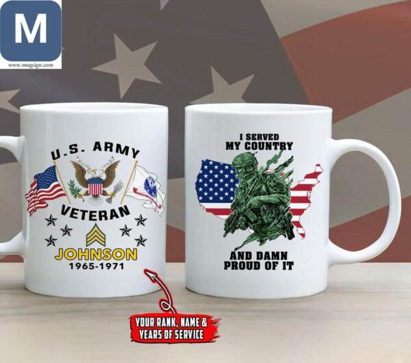 I Served My Country And Damn Proud Of It US Army Veteran Personalized Coffee Military Patriotic Veteran Gift Mugs