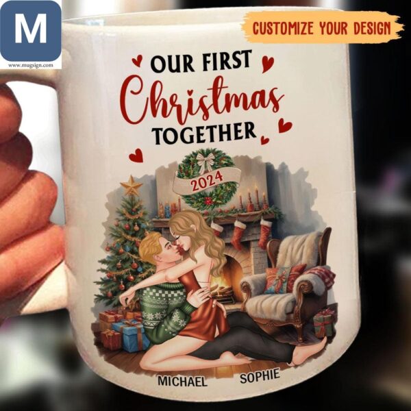 Our First Christmas Together 2024 Personalized Couple's Christmas Mugs