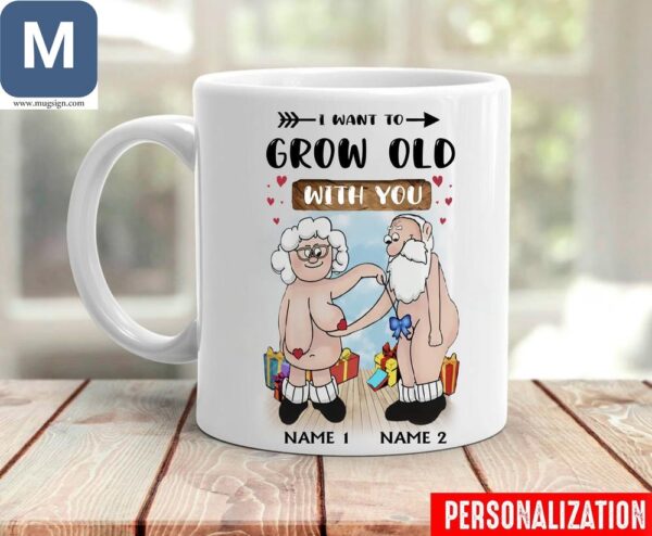 Personalized Grow Old With You Couple Anniversary Valentines Day Gift Mugs