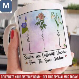 Personalized Sister Floral Design Family Sister Gift Mugs