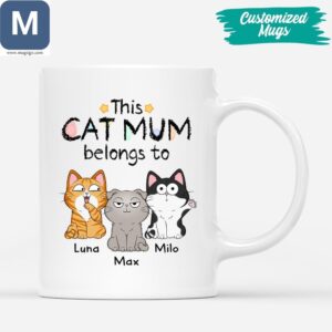 This Cat Mum Belongs To Personalized Cat Mom Custom Cat Lover Gifts Mugs