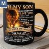 To My Son Never Forget That I Love You I Hope You Believe In Yourself Fathers Day Gift Lion Son Inspirational Quote Mugs