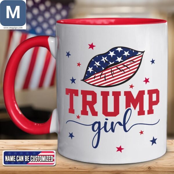 Trump Girl Patriotic Coffee Cup American Flag Lips Political Gift Mugs