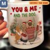 You And Me And The Dog Personalized Christmas Couple Dog and Custom Names Mugs